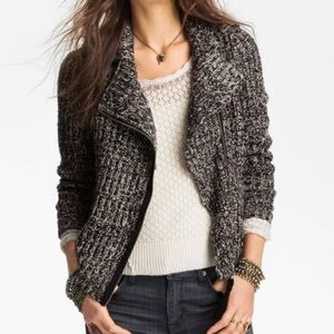 Free People Sweater Moto Zip-Up Jacket